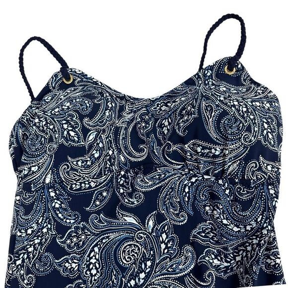 Lands' End Women's Tummy Control Navy Paisley Swimsuit size 10 - Picture 3 of 7